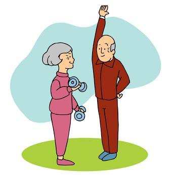 imagen de do jubilados haciendo ejercicios