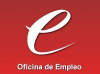 Logo OFICINA DE EMPLEO -UE Villa Carlos Paz con letra blanca y fondo rojo