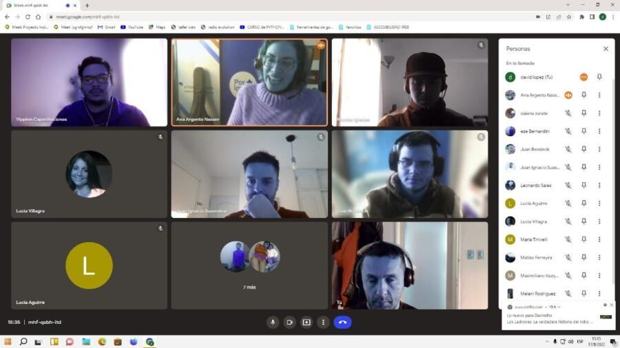 pantalla de meet con participantes del curso
