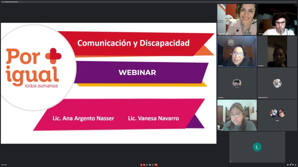 Captura de pantalla de Webinar gratuito sobre Comunicación y Discapacidad Por Igual Mas.
