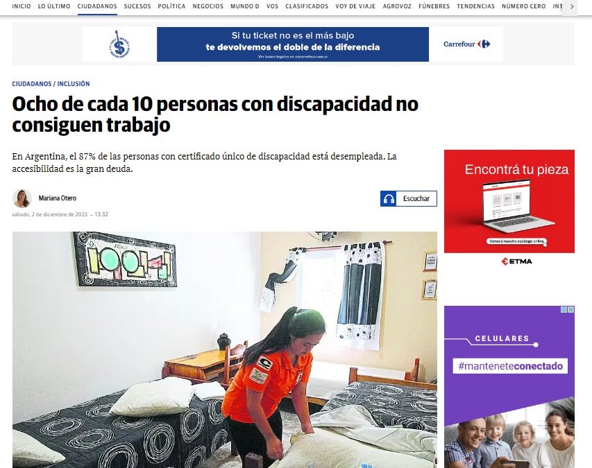 La Voz del interior destacó el trabajo que realizamos por la accesibilidad y la empleabilidad