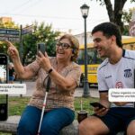 dos personas con celulares usando la app