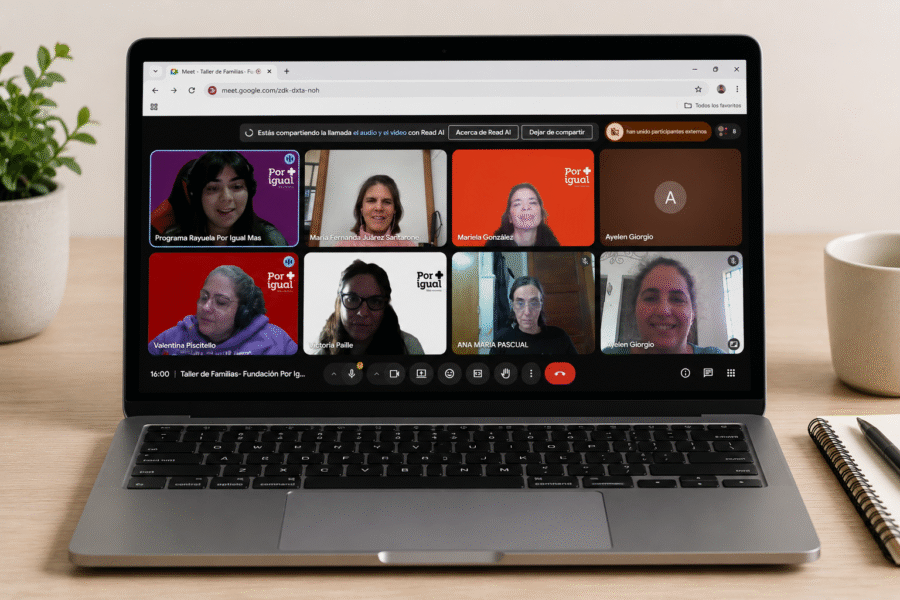 una videollamada con las participantes del taller