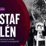 la placa que dice Gustaf Dalen y una foto antigua del ingeniero